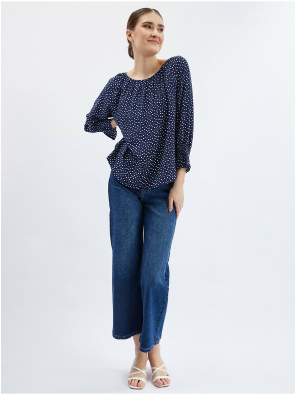 Orsay Temno modra ženska pikčasta bluza ORSAY