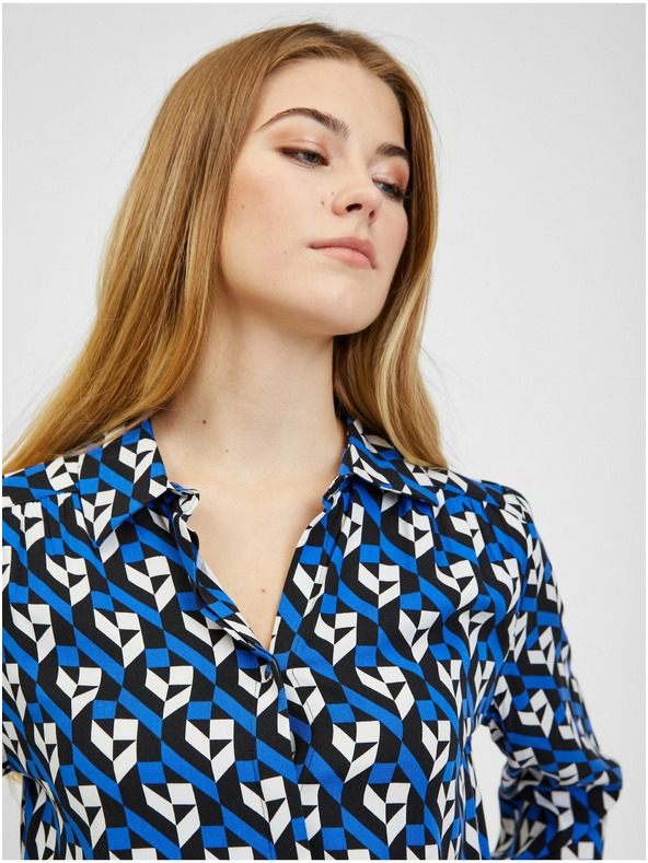 Orsay Črno-modra ženska vzorčasta bluza ORSAY