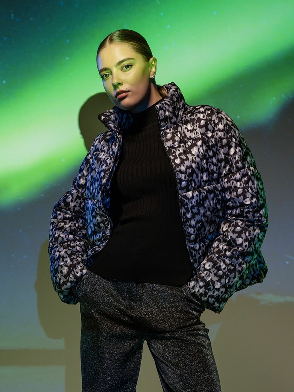 Orsay Sivo-črna ženska vzorčasta prešita jakna ORSAY