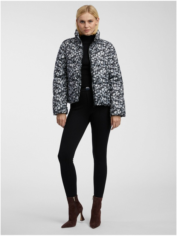 Orsay Sivo-črna ženska vzorčasta prešita jakna ORSAY