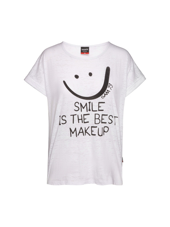 Sam 73 Bela ženska majica s potiskom SAM 73