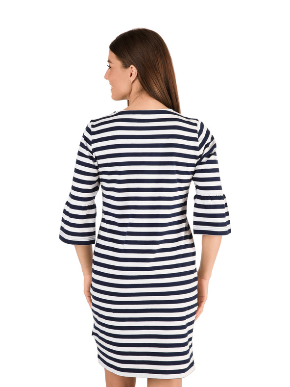 Sam 73 Belo-modra črtasta ženska obleka s kravato SAM 73