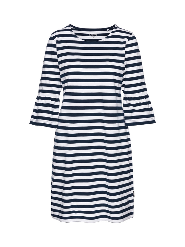 Sam 73 Belo-modra črtasta ženska obleka s kravato SAM 73