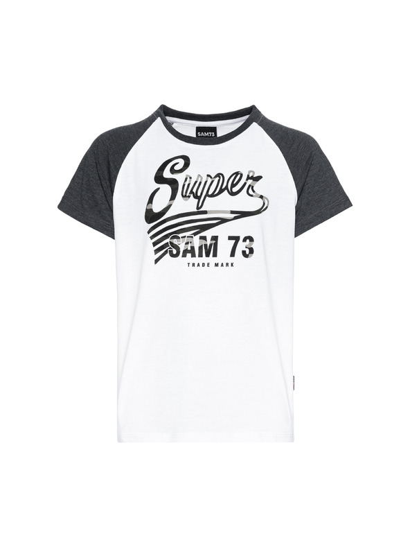 Sam 73 Črno-bela fantovska majica s potiskom SAM 73