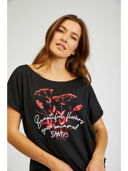 Sam 73 Črna ženska majica s potiskom SAM73 Circinus