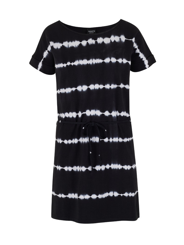 Sam 73 Bela in črna vzorčasta ženska obleka SAM 73 Raquel