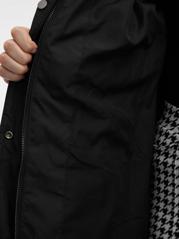 Orsay Črn ženski prešiti plašč z umetnim krznom ORSAY