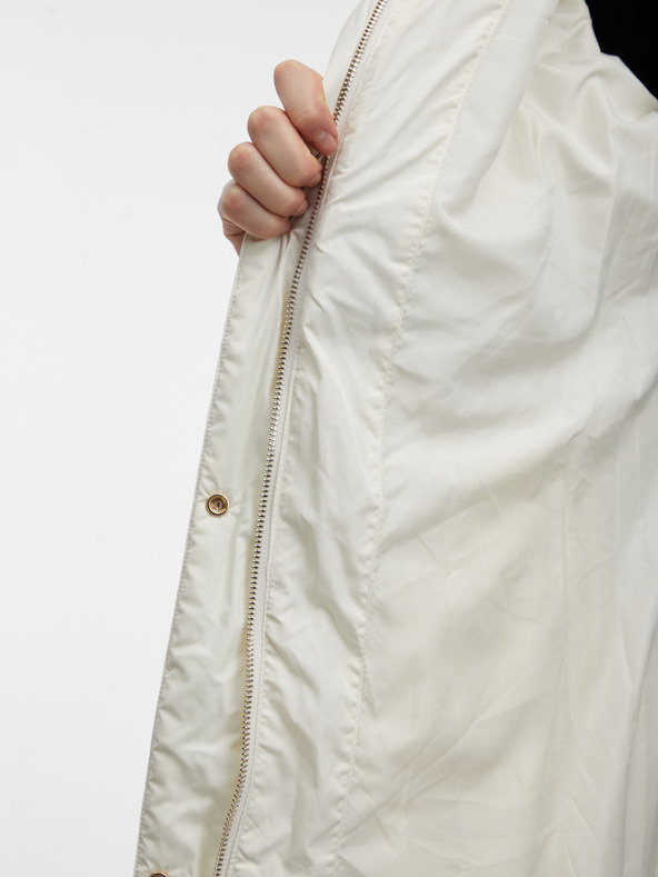 Orsay Krem ženski prešiti plašč z umetnim krznom ORSAY