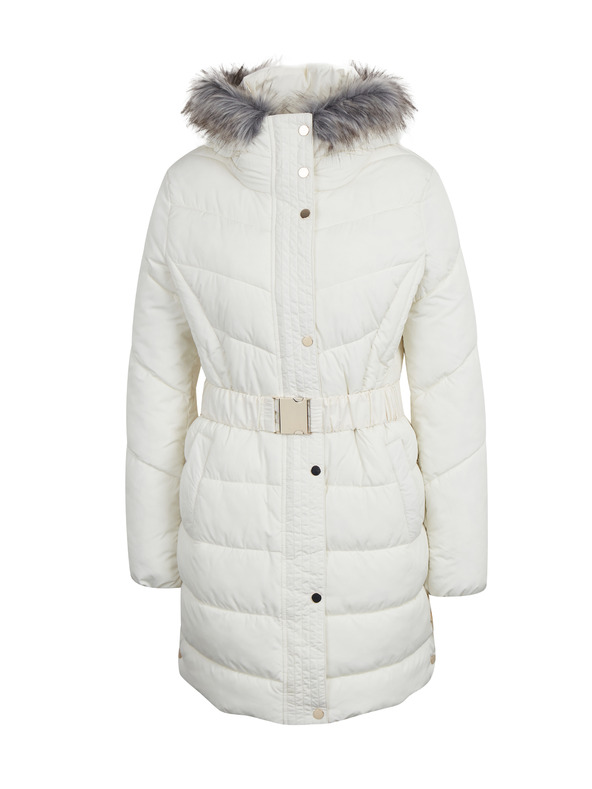 Orsay Krem ženski prešiti plašč z umetnim krznom ORSAY