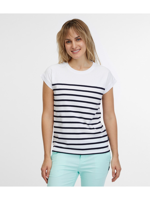 Sam 73 Bela črtasta ženska majica SAM 73 Mercedes