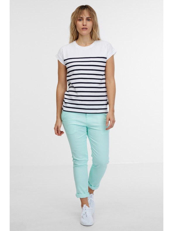 Sam 73 Bela črtasta ženska majica SAM 73 Mercedes