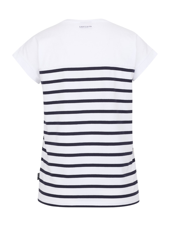 Sam 73 Bela črtasta ženska majica SAM 73 Mercedes
