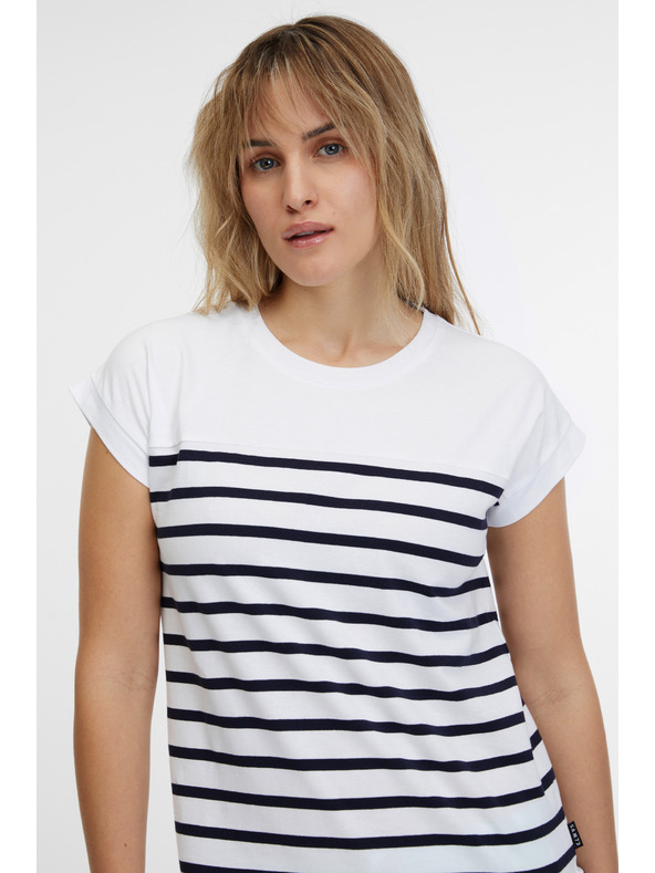 Sam 73 Bela črtasta ženska majica SAM 73 Mercedes