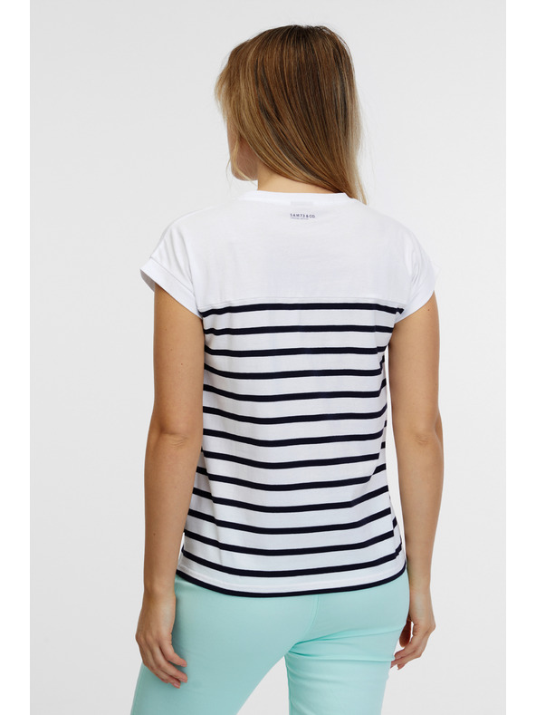 Sam 73 Bela črtasta ženska majica SAM 73 Mercedes