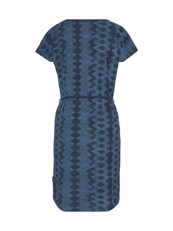 Sam 73 Temno modra vzorčasta ženska obleka s kravato SAM 73