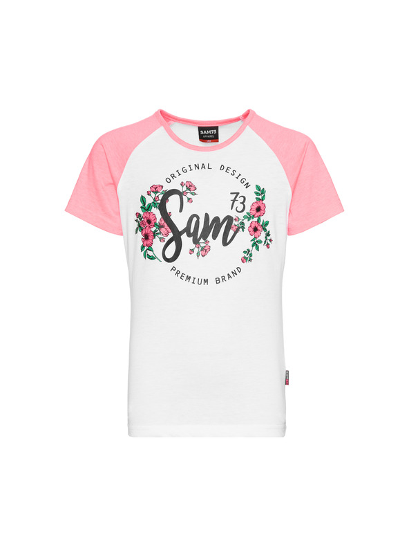 Sam 73 Roza in bela dekliška majica s potiskom SAM 73