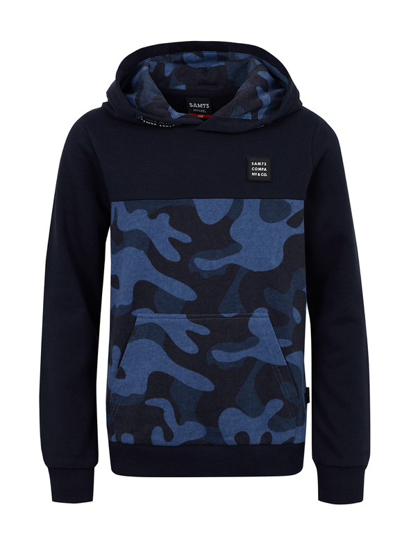 Sam 73 Temno modra fantovska vzorčasta jopa s kapuco SAM 73 Danny