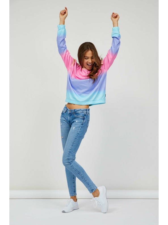 Sam 73 Modra in roza ženska majica z vzorcem SAM 73 Clara