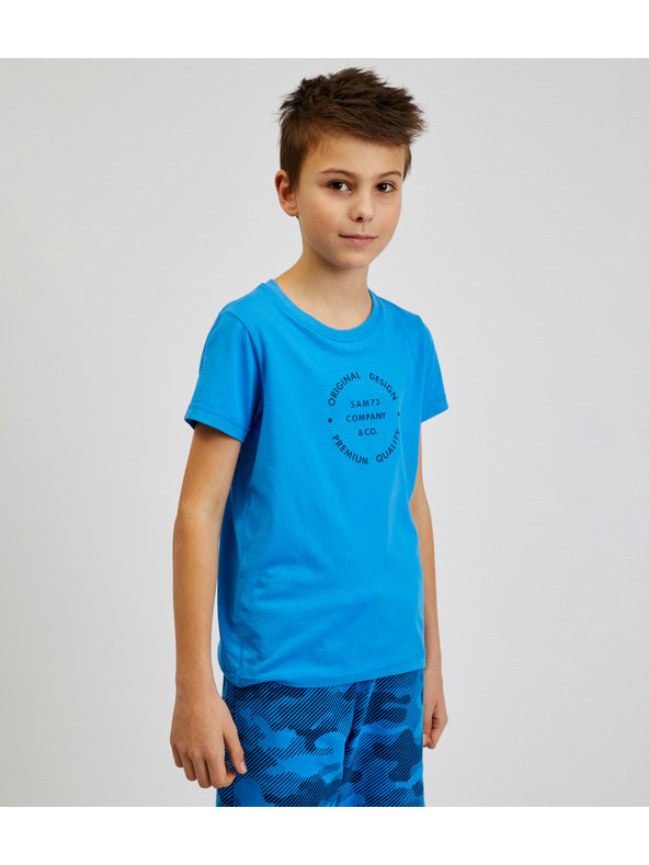 Sam 73 Modra fantovska bombažna majica s potiskom SAM73 Pyrop