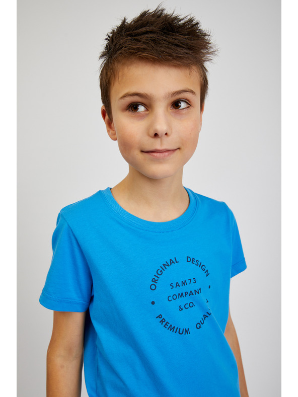 Sam 73 Modra fantovska bombažna majica s potiskom SAM73 Pyrop