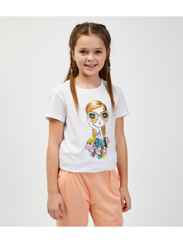 Sam 73 Bela dekliška majica s potiskom SAM73 Mora