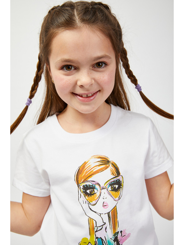 Sam 73 Bela dekliška majica s potiskom SAM73 Mora