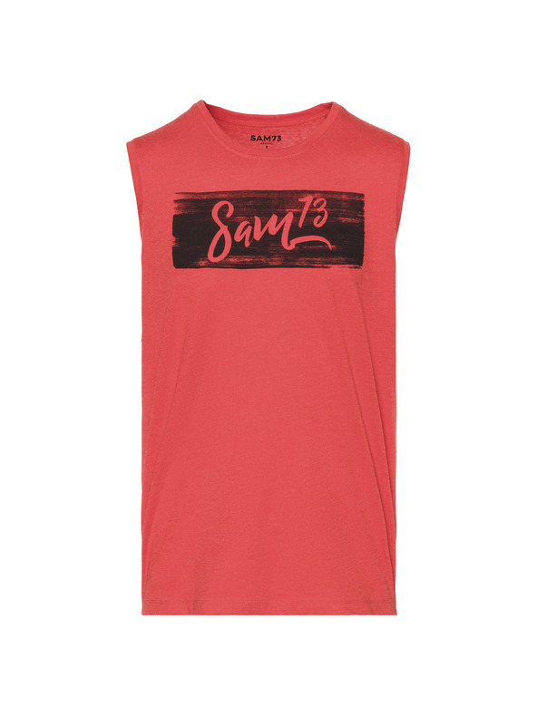 Sam 73 Rdeča moška majica s potiskom SAM 73