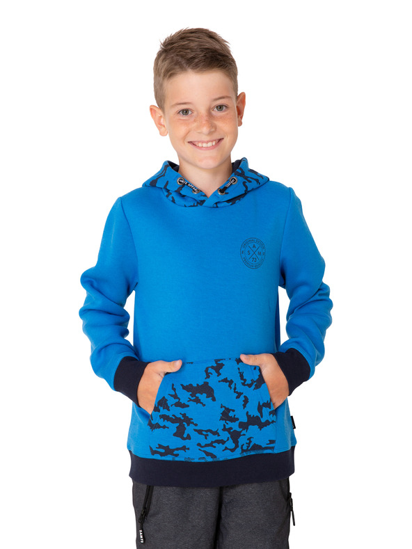 Sam 73 Modra fantovska vzorčasta jopa s kapuco SAM 73 William