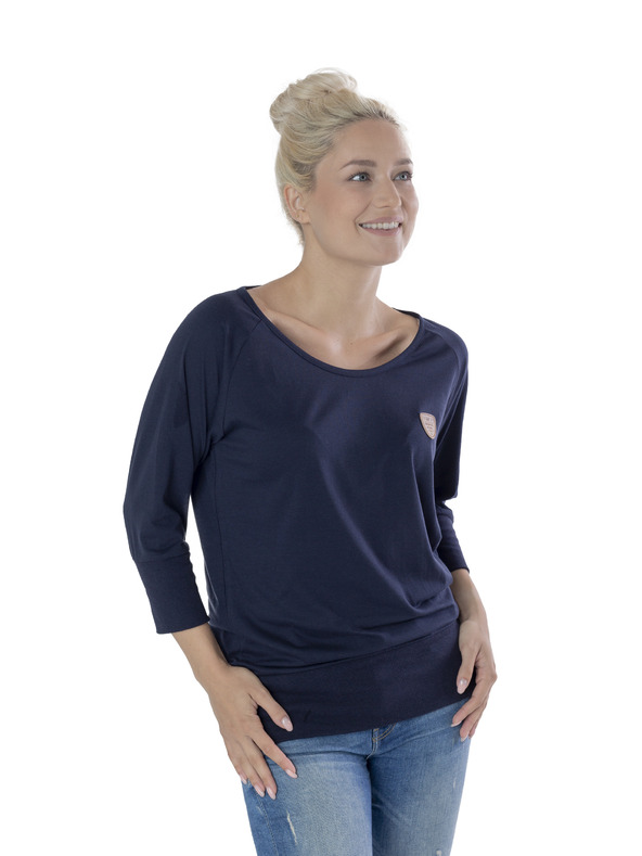 Sam 73 Temno modra ženska majica s tiskom SAM 73