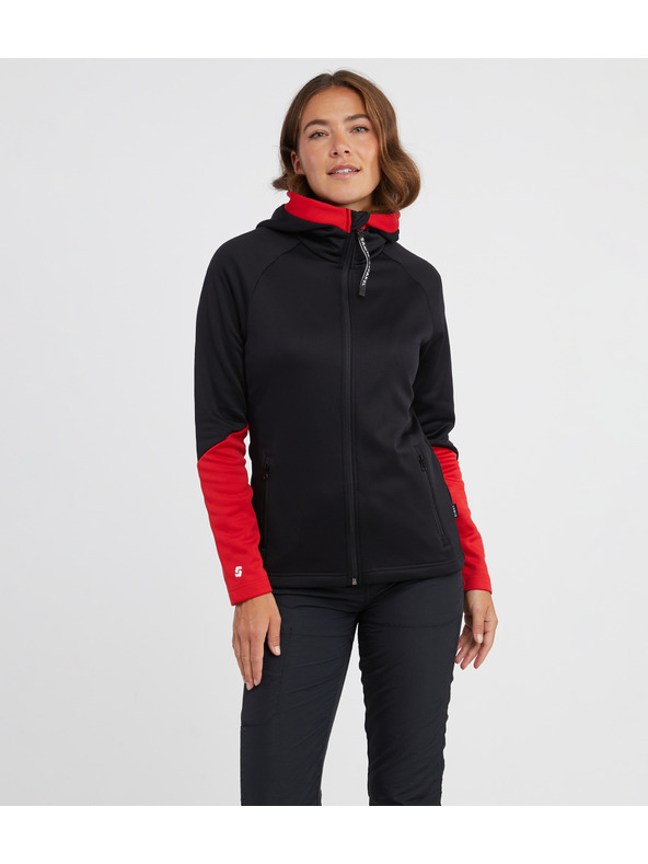 Sam 73 Rdeče-črna ženska jopa s kapuco na zadrgo SAM 73 Marta