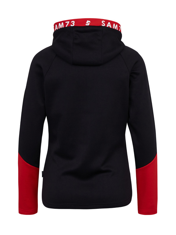 Sam 73 Rdeče-črna ženska jopa s kapuco na zadrgo SAM 73 Marta
