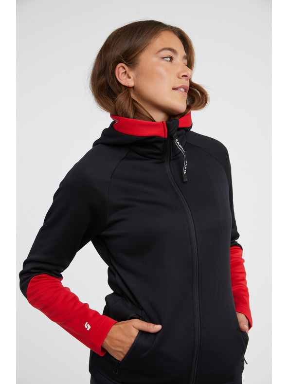 Sam 73 Rdeče-črna ženska jopa s kapuco na zadrgo SAM 73 Marta