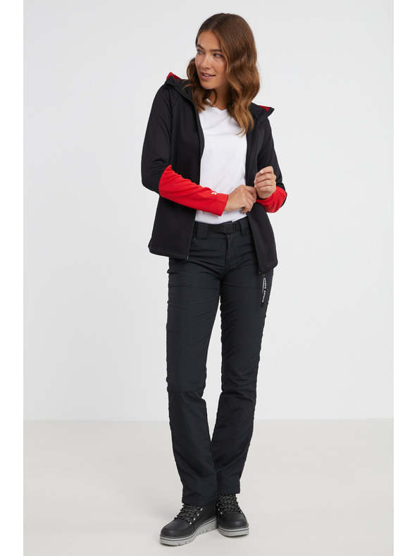 Sam 73 Rdeče-črna ženska jopa s kapuco na zadrgo SAM 73 Marta