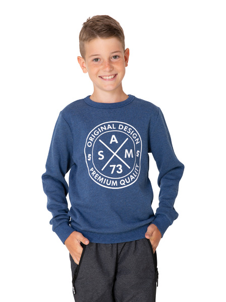 Sam 73 Temno modra fantovska kapuca s potiskom SAM 73 Brandon