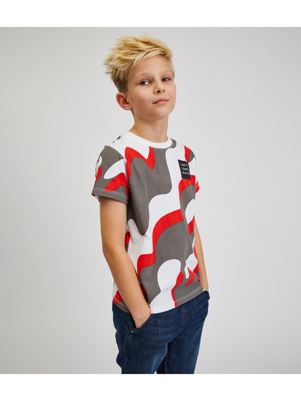 Sam 73 Sivo-rdeča fantovska majica z vzorcem SAM 73 Oscar