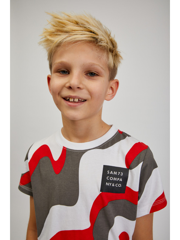 Sam 73 Sivo-rdeča fantovska majica z vzorcem SAM 73 Oscar