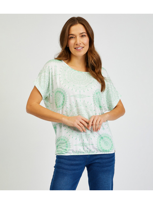Sam 73 Bela in zelena ženska majica SAM73 Taurus