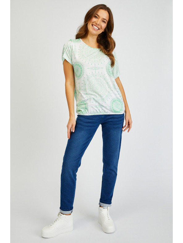 Sam 73 Bela in zelena ženska majica SAM73 Taurus