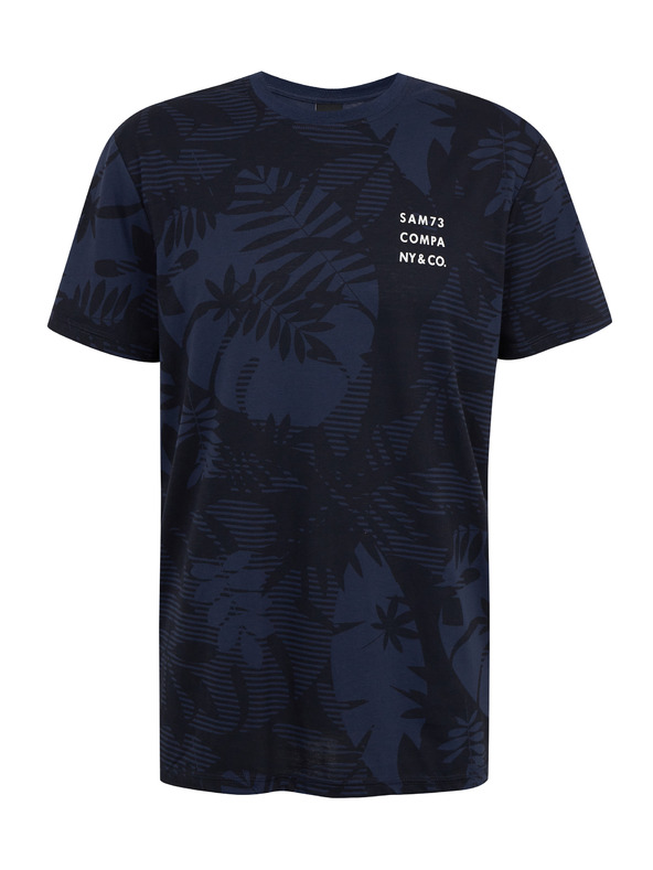 Sam 73 Temno modra moška majica z vzorcem SAM73 Sculptor