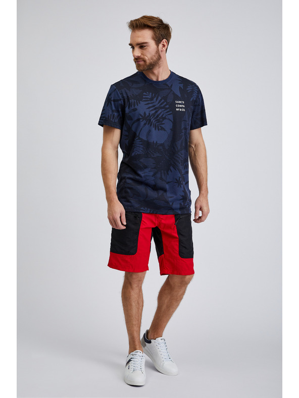 Sam 73 Temno modra moška majica z vzorcem SAM73 Sculptor