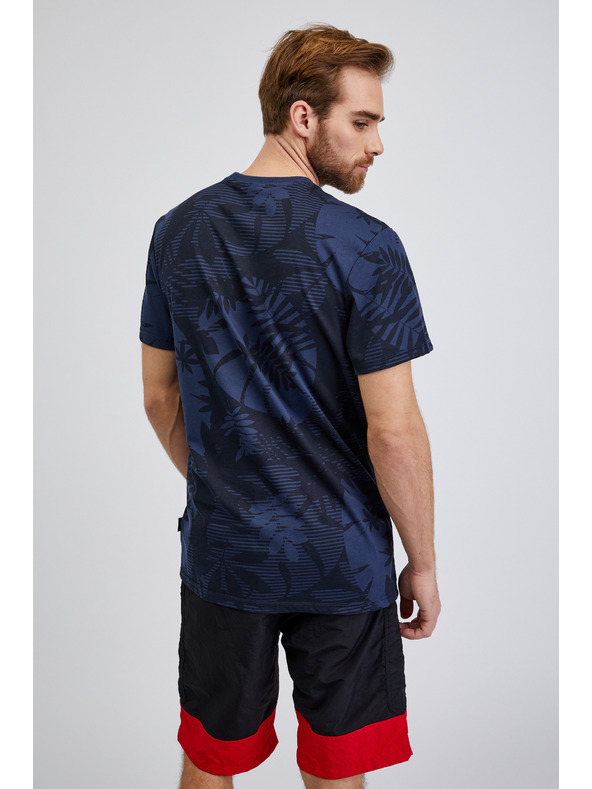 Sam 73 Temno modra moška majica z vzorcem SAM73 Sculptor