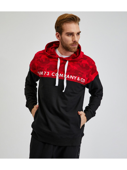 Sam 73 Rdeče-črna moška majica s kapuco SAM73 Aquamarine
