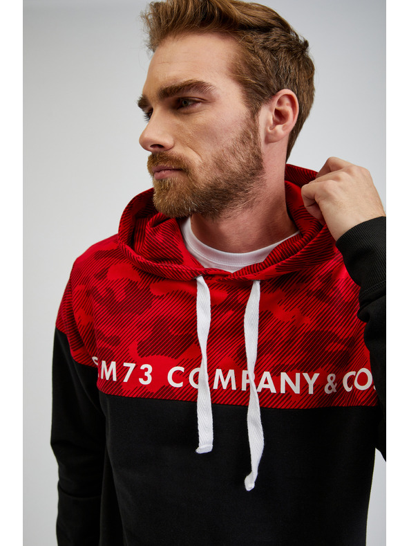 Sam 73 Rdeče-črna moška majica s kapuco SAM73 Aquamarine