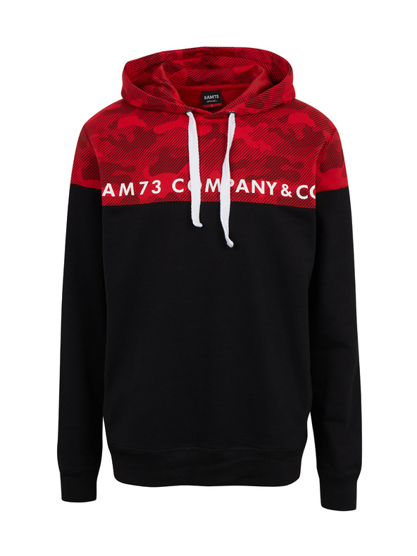 Sam 73 Rdeče-črna moška majica s kapuco SAM73 Aquamarine