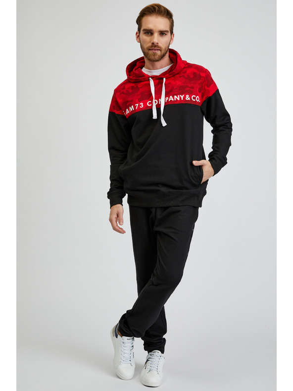 Sam 73 Rdeče-črna moška majica s kapuco SAM73 Aquamarine