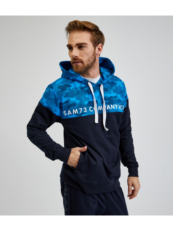 Sam 73 Modra moška majica s kapuco SAM73 Aquamarine
