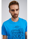 Sam 73 Modra moška bombažna majica s potiskom SAM73 Almandit