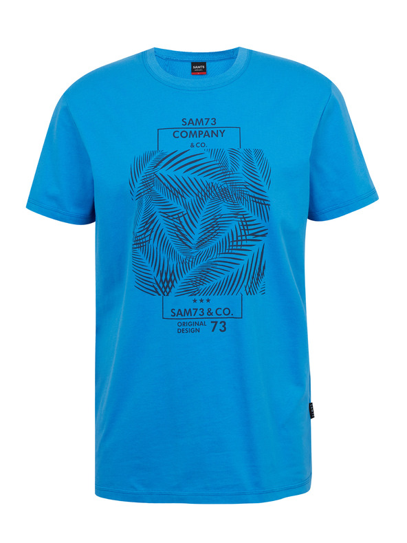 Sam 73 Modra moška bombažna majica s potiskom SAM73 Almandit