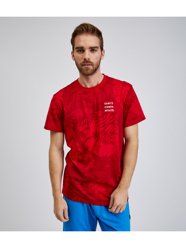 Sam 73 Rdeča moška majica z vzorcem SAM73 Sculptor