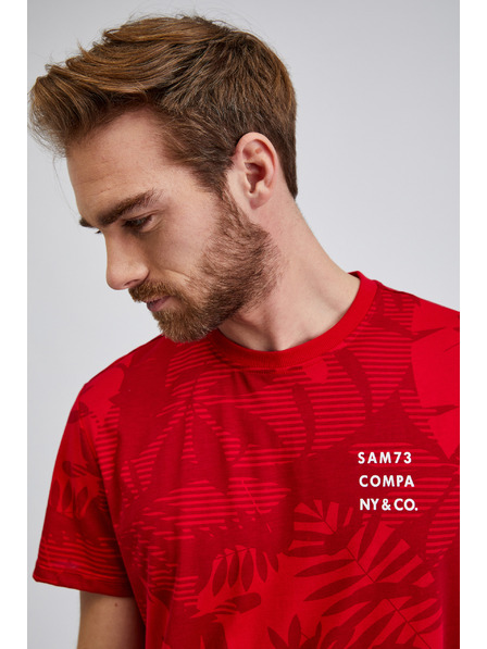 Sam 73 Rdeča moška majica z vzorcem SAM73 Sculptor